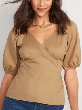 Old Navy Wrap Smocked Puff Sleeves Top XS